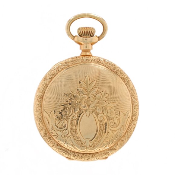 Yellow Gold Edwrdian Hunter Pocket Watch 14k Not Running - Picture 1 of 6